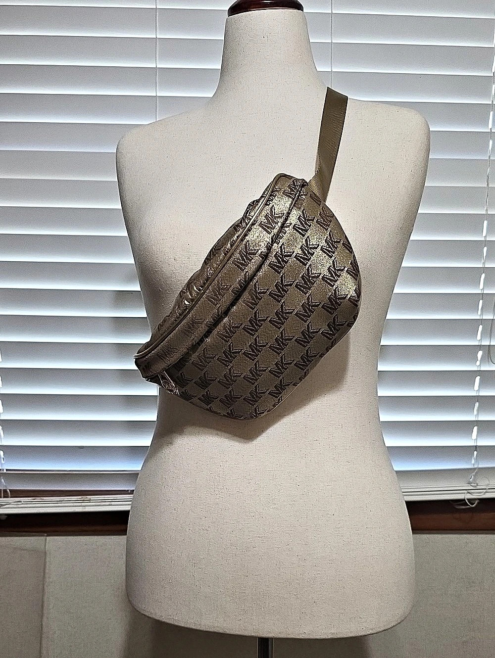 Michael Kors Logo Metallic Belt Bag Brown Crossbody Bag